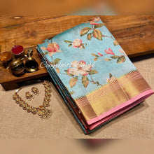 Load image into Gallery viewer, VK Creations Floral Tussar Silk Sarees - Sheetal Fashionzz