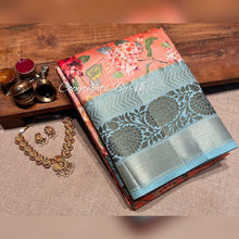 Load image into Gallery viewer, VK Creations Floral Tussar Silk Sarees - Sheetal Fashionzz