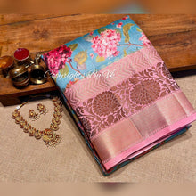 Load image into Gallery viewer, VK Creations Floral Tussar Silk Sarees - Sheetal Fashionzz