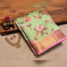 Load image into Gallery viewer, VK Creations Floral Tussar Silk Sarees - Sheetal Fashionzz