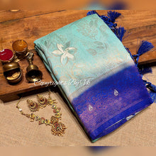 Load image into Gallery viewer, VK Sarees Feather Silk Zari Butta with Silver finish - Sheetal Fashionzz