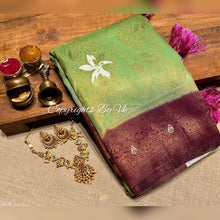 Load image into Gallery viewer, VK Sarees Feather Silk Zari Butta with Silver finish - Sheetal Fashionzz