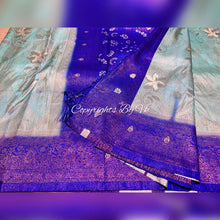Load image into Gallery viewer, VK Sarees Feather Silk Zari Butta with Silver finish - Sheetal Fashionzz