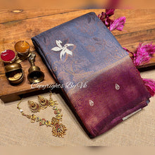 Load image into Gallery viewer, VK Sarees Feather Silk Zari Butta with Silver finish - Sheetal Fashionzz