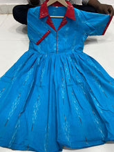 Load image into Gallery viewer, Ikkat Cotton Collar Neck Frills Kurtis