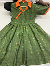 Load image into Gallery viewer, Ikkat Cotton Collar Neck Frills Kurtis