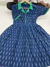 Load image into Gallery viewer, Ikkat Cotton Collar Neck Frills Kurtis