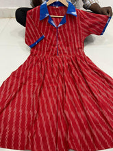 Load image into Gallery viewer, Ikkat Cotton Collar Neck Frills Kurtis