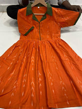 Load image into Gallery viewer, Ikkat Cotton Collar Neck Frills Kurtis