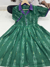 Load image into Gallery viewer, Ikkat Cotton Collar Neck Frills Kurtis