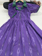 Load image into Gallery viewer, Ikkat Cotton Collar Neck Frills Kurtis