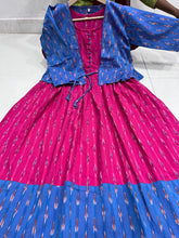 Load image into Gallery viewer, IKKAT COTTON KURTI WITH CONTRAST OVER COAT