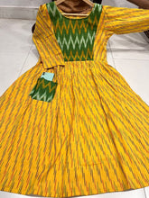 Load image into Gallery viewer, IKKATHL COTTON FRILLS KURTI WITH FRONT MOBILE POCKET