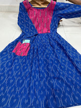 Load image into Gallery viewer, IKKATHL COTTON FRILLS KURTI WITH FRONT MOBILE POCKET