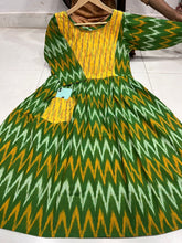 Load image into Gallery viewer, IKKATHL COTTON FRILLS KURTI WITH FRONT MOBILE POCKET