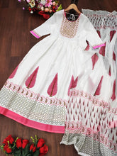 Load image into Gallery viewer, White Anarkali Dupatta Palazzo set