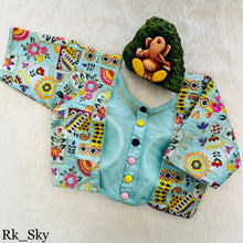 Load image into Gallery viewer, Floral Digital Print with Aari work Readymade Blouse