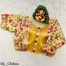 Load image into Gallery viewer, Floral Digital Print with Aari work Readymade Blouse