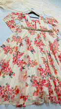 Load image into Gallery viewer, White Floral Anarkali Gown With belt