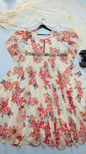 Load image into Gallery viewer, White Floral Anarkali Gown With belt