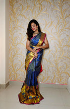 Load image into Gallery viewer, Light Weight Victorian designs in kanchi sarees with contrast border