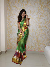 Load image into Gallery viewer, Light Weight Victorian designs in kanchi sarees with contrast border