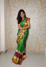 Load image into Gallery viewer, Light Weight Victorian designs in kanchi sarees with contrast border