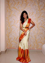 Load image into Gallery viewer, Light Weight Victorian designs in kanchi sarees with contrast border
