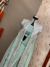 Load image into Gallery viewer, GEORGETTE SEQUENCE LEHENGA SAREE WITH SHRUG