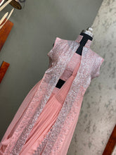 Load image into Gallery viewer, GEORGETTE SEQUENCE LEHENGA SAREE WITH SHRUG