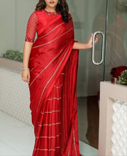 Load image into Gallery viewer, DESIGNER SEQUENCE SAREE WITH READYMADE BLOUSE