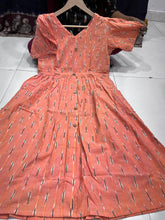 Load image into Gallery viewer, HANDMADE IKKAT COTTON KURTI With MIDDLE BUTTONS