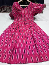 Load image into Gallery viewer, HANDMADE IKKAT COTTON KURTI With MIDDLE BUTTONS