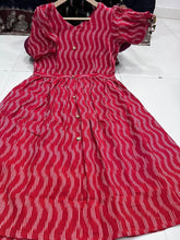 Load image into Gallery viewer, HANDMADE IKKAT COTTON KURTI With MIDDLE BUTTONS