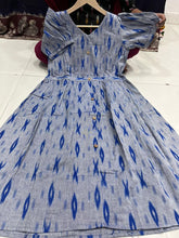 Load image into Gallery viewer, HANDMADE IKKAT COTTON KURTI With MIDDLE BUTTONS