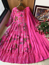 Load image into Gallery viewer, Pink DESIGNER PRINTED ANARKALI GOWN