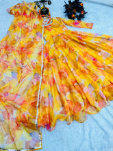 Load image into Gallery viewer, Yellow Organza Anarkali Gown