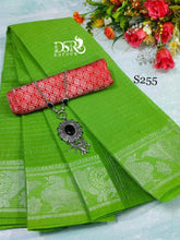Load image into Gallery viewer, Dsr
Pure cotton madurai Sungudi sarees in shimmering silver border - Sheetal Fashionzz