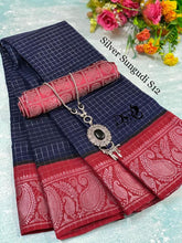 Load image into Gallery viewer, Dsr
Pure cotton madurai Sungudi sarees in shimmering silver border - Sheetal Fashionzz