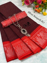 Load image into Gallery viewer, Dsr
Pure cotton madurai Sungudi sarees in shimmering silver border - Sheetal Fashionzz