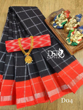 Load image into Gallery viewer, DSR-DD silver Sungudi Sarees with silver stripes - Sheetal Fashionzz