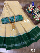 Load image into Gallery viewer, DSR-DD silver Sungudi Sarees with silver stripes - Sheetal Fashionzz