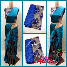 Load image into Gallery viewer, SATIN SILK DESIGNER SAREE WITH IMPORTED DESIGNER BLOUSE - Sheetal Fashionzz