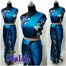 Load image into Gallery viewer, SATIN SILK DESIGNER SAREE WITH IMPORTED DESIGNER BLOUSE - Sheetal Fashionzz