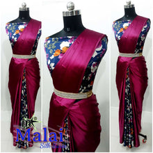 Load image into Gallery viewer, SATIN SILK DESIGNER SAREE WITH IMPORTED DESIGNER BLOUSE - Sheetal Fashionzz