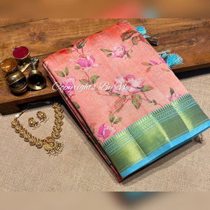 VK Creations Floral Tussar Silk Sarees - Sheetal Fashionzz