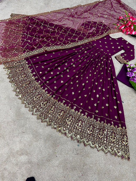Designer Party Wear Look Heavy Embroidery Sequence Work Gowns - Sheetal Fashionzz