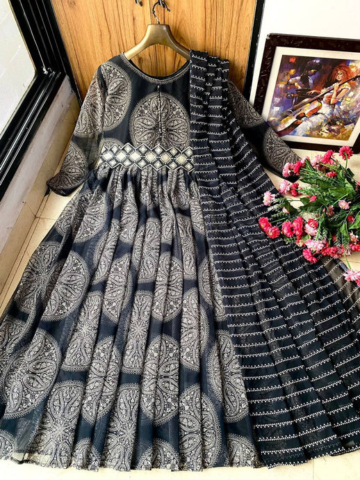  DESIGNER PRINTED ANARKALI GOWN  - Sheetal Fashionzz