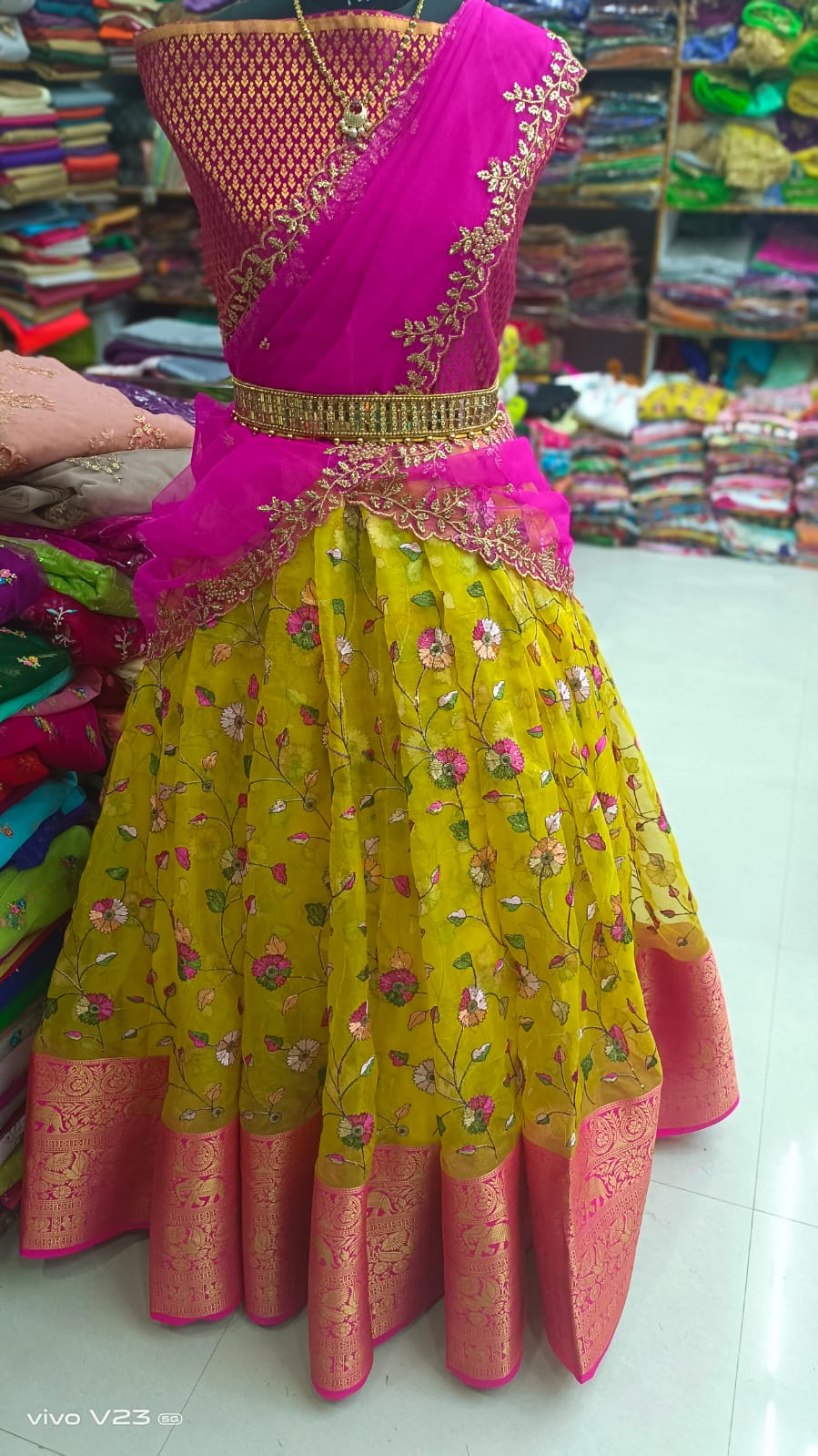 Organza Lehenga with floral embroidery work - Sheetal Fashionzz