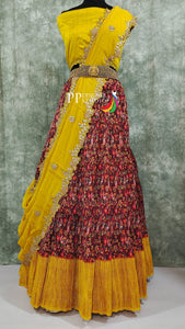 HANDLOOM Kalamkari Crush Silk Lehenga with Beautiful Kalamkari print - Sheetal Fashionzz